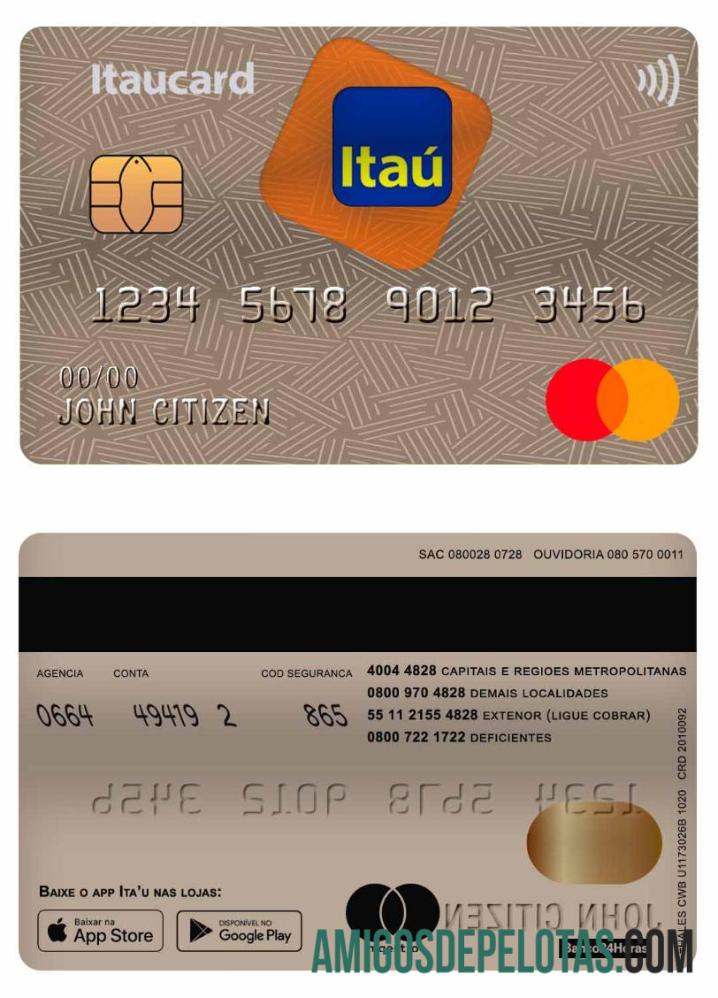 Brazil Itaú Bank Master Card modelo